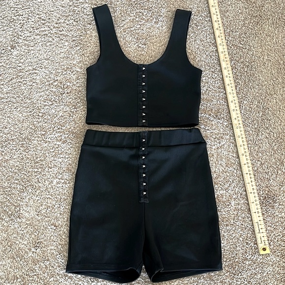 Forever 21 black hook and eye top and short set - Picture 1 of 4